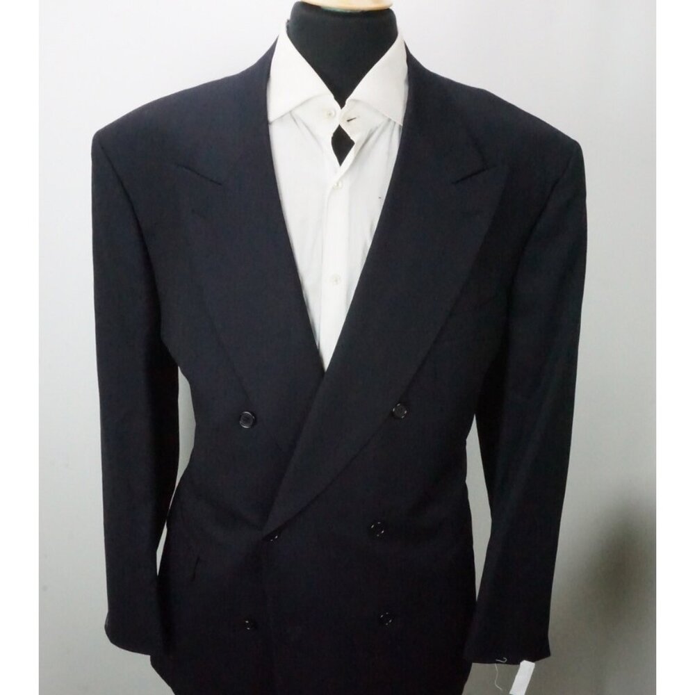 Brioni Plinio Navy Blue Textured 100% Wool Double Breasted Sport Coat Sz 50R NEW - Picture 5 of 13